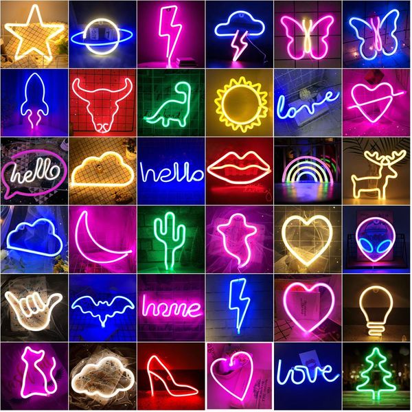 LED Neon Night Light Art Sign Wall Room Home Party Bar Cabaret Decorazione di nozze Regalo di Natale Appeso a parete Insegna al neon