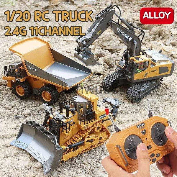 Elétrica / RC Animais RC Caminhões Liga 24G 11 Canais Controle Remoto Escavadeira Bulldozer Dump Truck 680 Graus Rotação Design RC Carro Brinquedo Presente Para Menino X0828