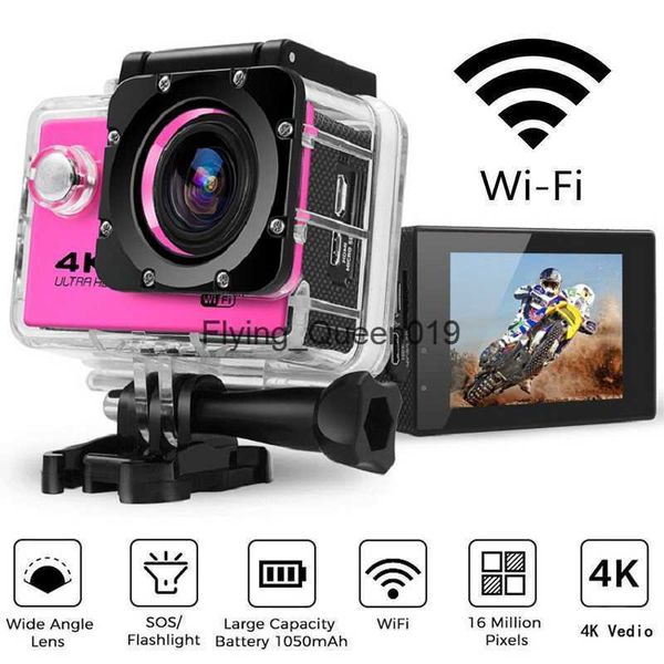 Ultra HD 4K / 30fps Mini câmera de ação externa WiFi Controle remoto Câmera esportiva à prova d'água Pro Moto Capacete Câmera esportiva HKD230828 HKD230828