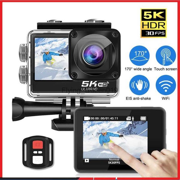 2023New 5K 4K60FPS 24MP WiFi Anti-shake Action Camera Doppio schermo 170D 8X Zoom 30M Macchina fotografica sportiva impermeabile con obiettivo IMX576 HKD230828