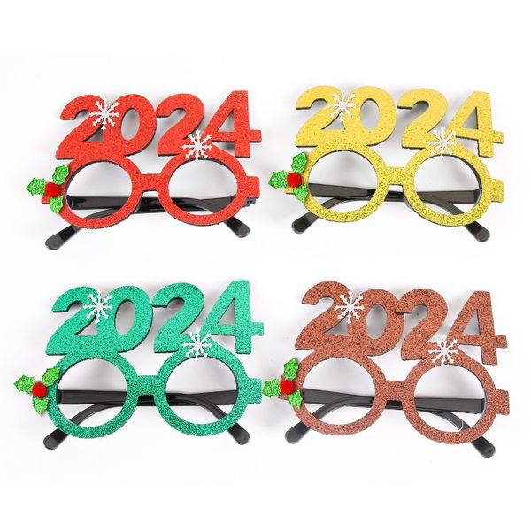 Vasos de Natal Glitter Holiday Party Glasses Frames 2024 Acessórios para decoração de Natal Fantas de férias de férias de férias de férias HZ0052