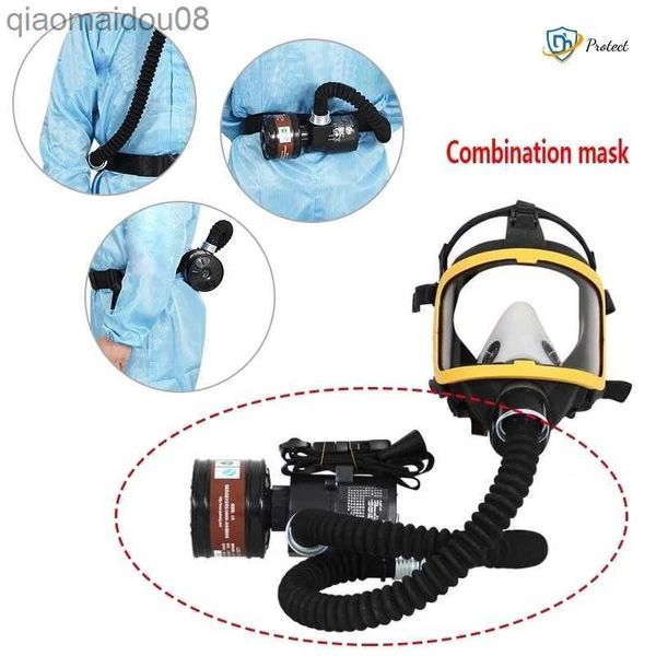 Schutzkleidung Elektrische Vollgesichtsmaske, elektrische Pumpe, industrielles Farbspritzen, elektrisches Atemschutzgerät, tragbare Gasmaske, konstanter Durchfluss HKD230826