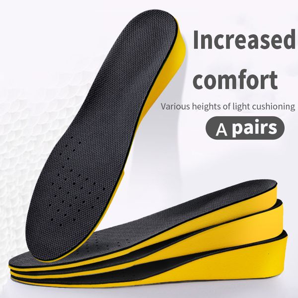 Peças de sapatos Acessórios Palmilhas de aumento de altura para mulheres Homens Invisiable Boost 1535cm Respirável Elevador Ortopédico Almofadas de absorção de choque 230826