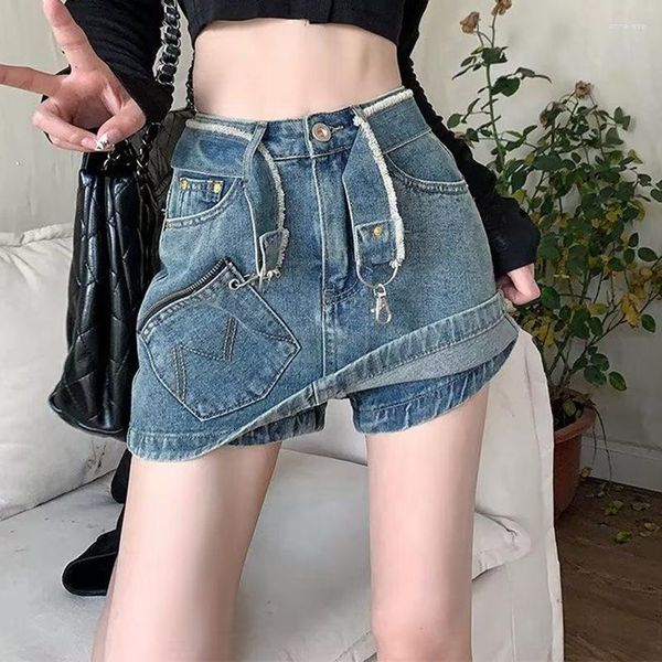 Jeans da donna 2023 Primavera/Estate Spicy Girls Style Pantaloncini di jeans Slim Vita alta Avvolto Gonna Pantaloni Trend