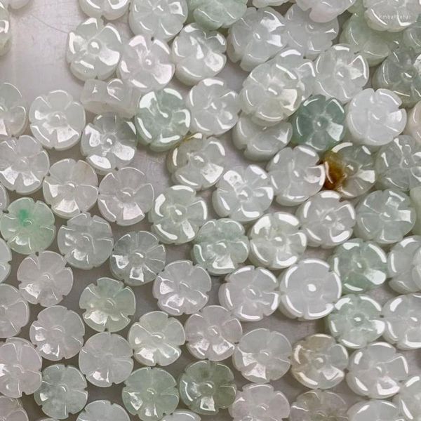 Pedras preciosas soltas 8 8mm mianmar jades ameixa bossom contas para fazer jóias diy pulseira colar birmânia jadeite mão-esculpida flores grânulo