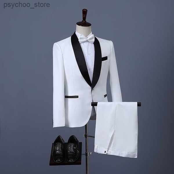 2023 neue Anzug männer Drei-Stück Anzug Koreanischen Stil Anzug Schlank Weiß Professionelle Beste Mann Bräutigam Kleid mit fliege Q230828