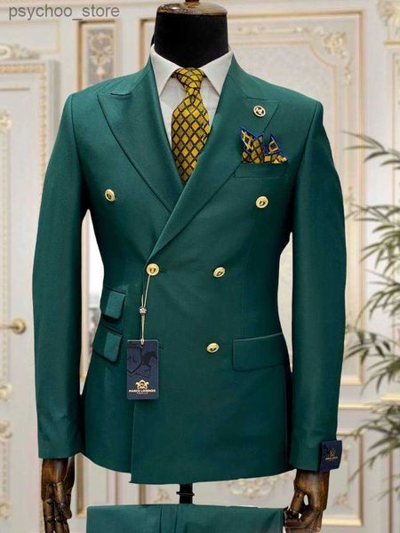 Smart Men Suits Double Breaded Slim Fit Party Prom Prom 2 штуки Best Man Свадебные смокинги для жениха бизнеса Блейзер Блазер