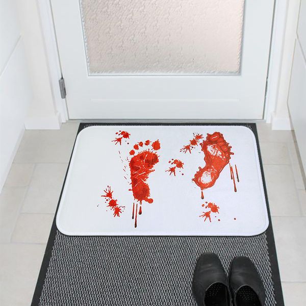 Tapete de banho de sangue pegadas sangrentas 3d banheiro piso tapete de banho antiderrapante tapetes interior ao ar livre capacho 230828