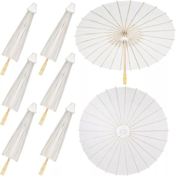 60 cm Sonnenschirmschirme, chinesischer japanischer Papierschirm, weißer DIY-Regenschirm für Hochzeit, Brautparty, Foto, Cosplay, Requisite