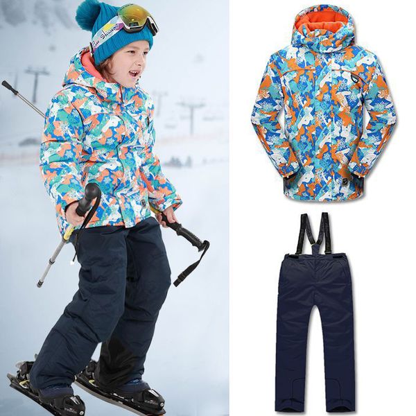 Ternos de esqui Crianças Snowboard Sportswear Conjuntos À Prova D 'Água À Prova de Vento Meninos Jaqueta De Esqui Calças Inverno Manter Quente Espessado Camisola Casaco 230828