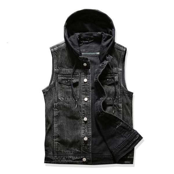 Мужские жилеты Джинсы рукавиц Men Men Black Denim Vest Cowboy Mustead Jackets большой размер 4xl 230826