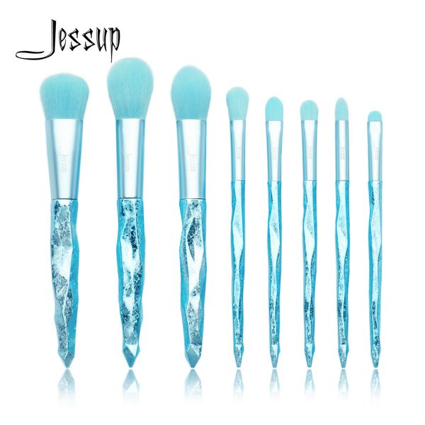 Ferramentas de maquiagem Jessup Make up Brushes 8pcs Glacier Blue Blush Powder Eyeshadow Foundation Brush Pencil Plastic Handle 230828