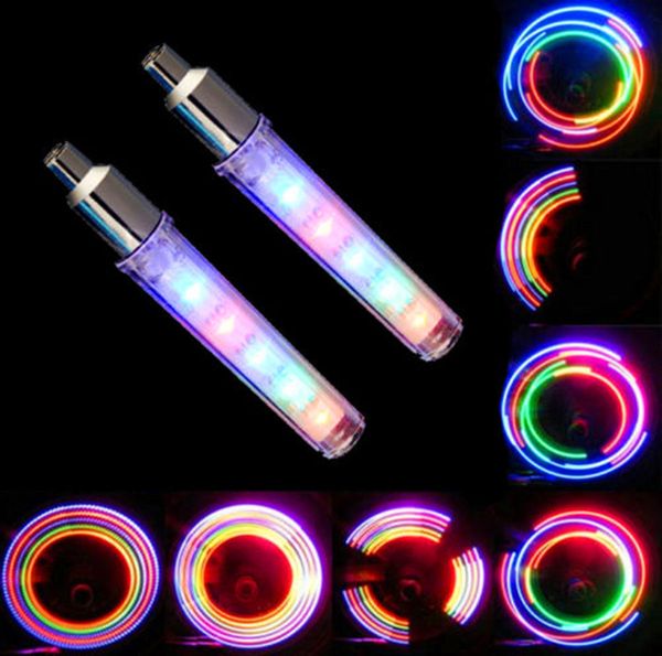 Bisiklet ışıkları toptan 2pcs çift bisiklet tekerleği kapakları dağ yol araba led neon gaz nozul parıltı çubuğu ışık bisiklet lastik lastik konuşmacıları zz