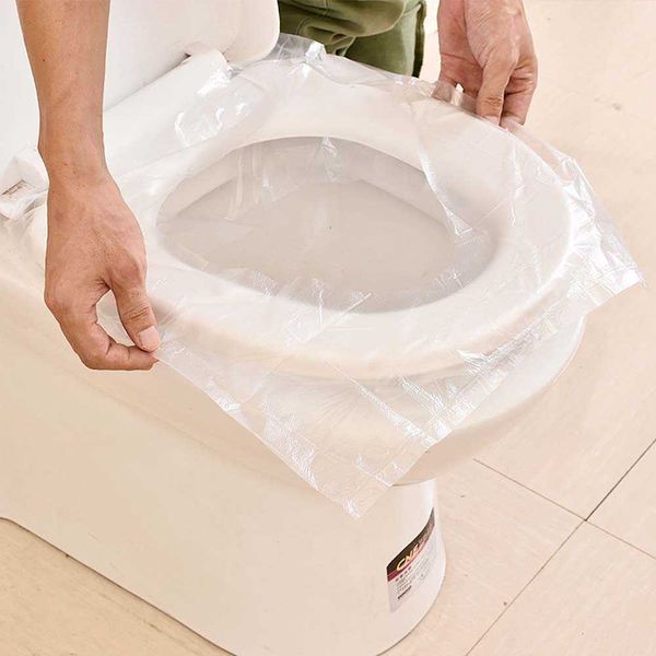 Coprisedili per WC 50/10 pezzi Coprisedili per WC in plastica usa e getta Portatile Biodegradabile Sicurezza Viaggio Bagno Tappetino per carta igienica Accessorio per il bagnoHKD230825