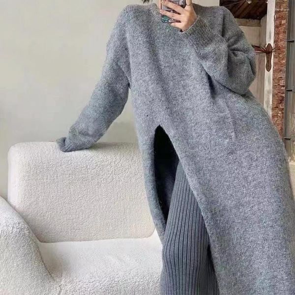 Kadın Sweaters Örgü Sweater 3d Kesme O yaka yan etek Moda Kadın Jumper Kadın Giyim Elbise