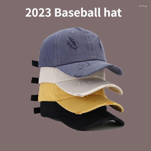 Bola bonés 2023 primavera e verão rua personalidade versátil macio top sunshade boné retro buraco homens mulheres tendência chapéu de beisebol gorras