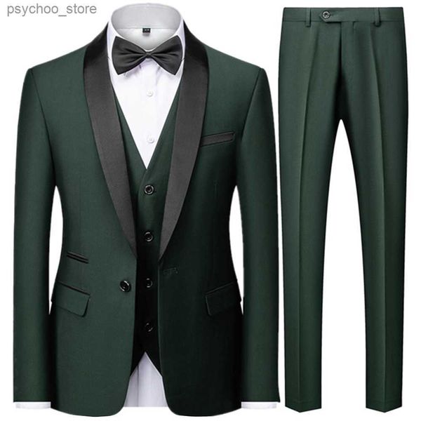 2023 mode Neue männer Casual Boutique Business Hochzeit Host Zeigen Gold Anzug 3 Stück Set Blazer Jacke Mantel Hosen hosen Weste Q230828