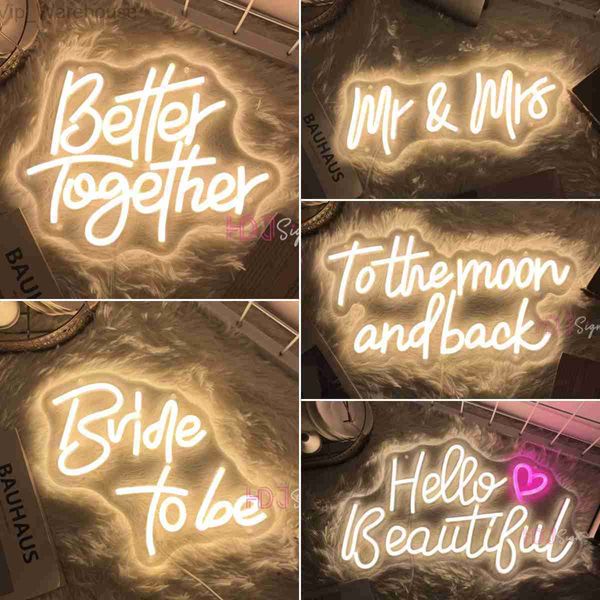 „Better Together“-Leuchtreklame, Hochzeitsdekoration, Zimmer-Neon-LED-Schild, Wanddeko, Schlafzimmer, Bride To Be Mr And Mrs, Neonlicht, Party, Verlobung, HKD230825