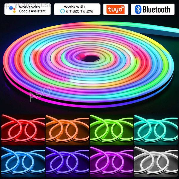 Tuya WiFi LED Neon Strip light 12V RGBIC Morbido flessibile LED Strip RGB Dimmerabile Chasing Tape IP67 Impermeabile Bluetooth remoto HKD230825