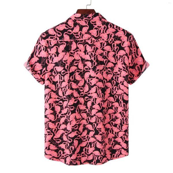 Freizeithemden für Herren, hawaiianisches Aloha-Hemd für Herren, Sommer, 3D-Flamingo-Druck, kurze Ärmel, cooles Strand-Urlaubs-Party-Top, Urlaubskleidung