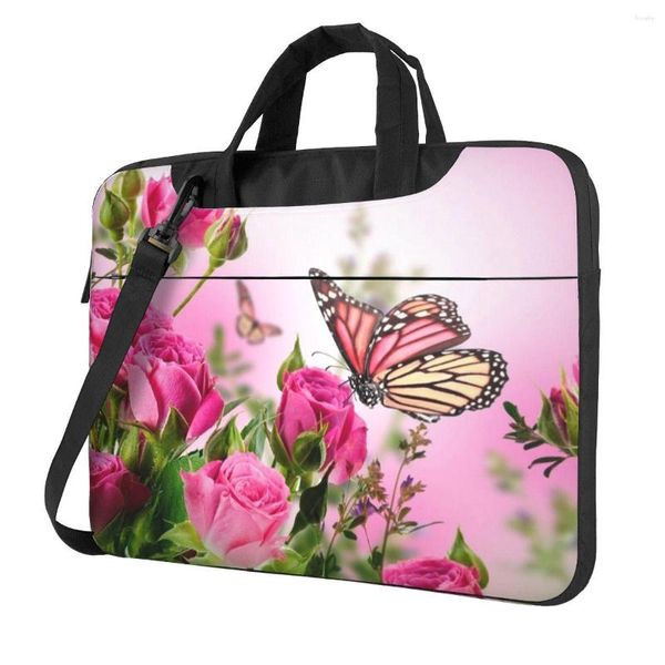 Aktentaschen, Blumen-Schmetterlings-Blumenmuster, leichte Computer-PC-Hülle für 13–15 Zoll Laptoptasche