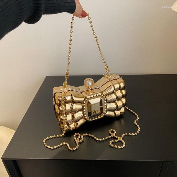 Abendtaschen Luxus Gold Silber Clutch Bag Party Geldbörse für Frauen 2023 Mode Mini Umhängetasche Lippenstift Geometrische Damenhandtaschen