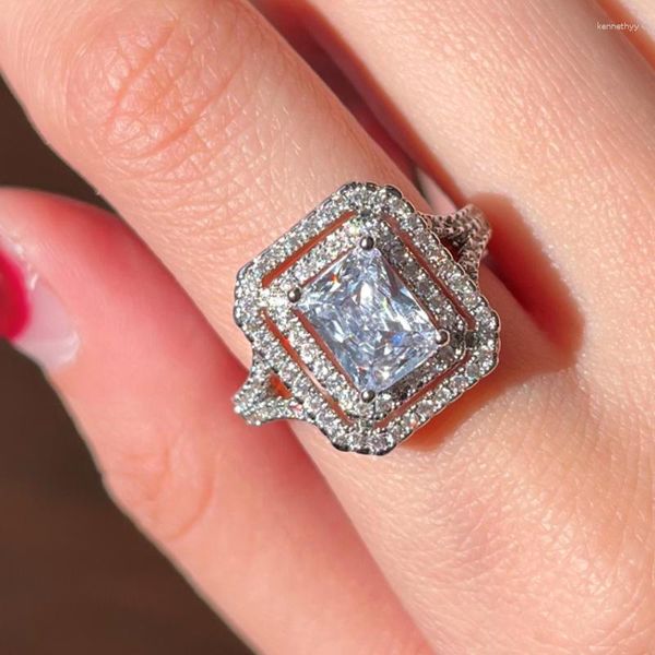 Anéis de casamento Caoshi luxo na moda jóias anel feminino lindo brilhante zircônia dedo acessórios estilo moderno para noivado