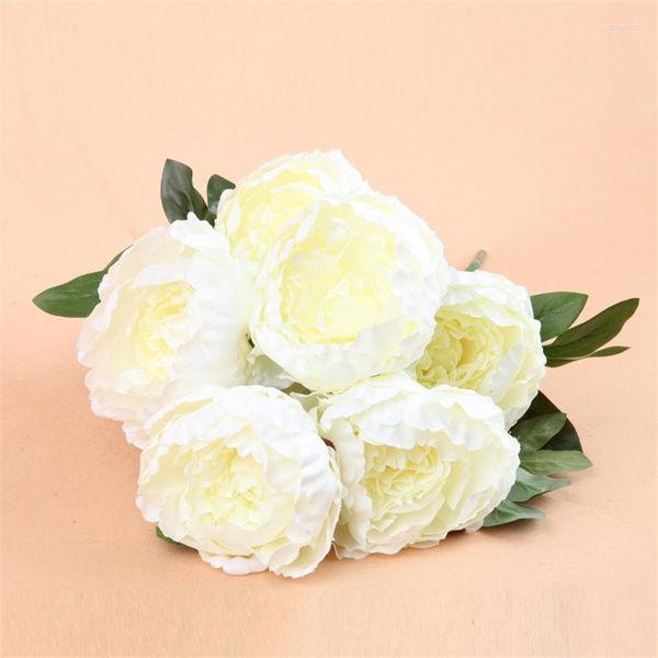 Flores decorativas 7 cabeça buquê de peônia artificial festa natal guia estrada decoração casamento diy flor casa tv mesa