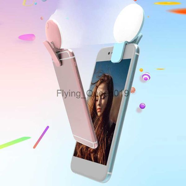 Mini Selfie Ring Light LED Flash Obiettivo del telefono Luce USB Ricaricabile Clip di riempimento del telefono cellulare Lampada Donne Selfie Luci HKD230828