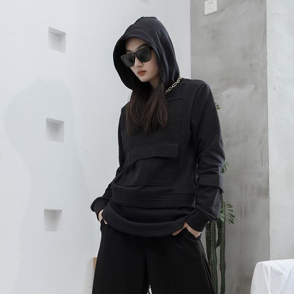 Damen Kapuzenpullover, Pullover, Kapuzenpullover, Frühling und Sommer, dunkel, eng anliegend, Gothic-Umhang, personalisierter Pullover, Straße, groß