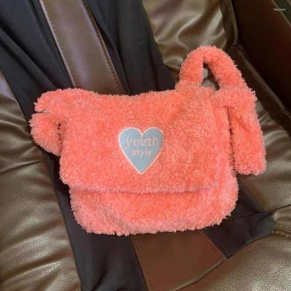 Borse da sera Borsa a tracolla in pelo di agnello invernale Borsa da donna in peluche Hobo morbida e soffice tracolla a forma di cuore con cuscino a tracolla