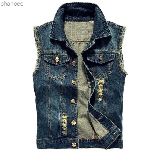 S-6XL 2023 Neue Ärmellose Jacke Männlichen Tank Jean Jacke männer Denim Weste Hip Hop Jean Mäntel Weste Männer Cowboy marke HKD230828