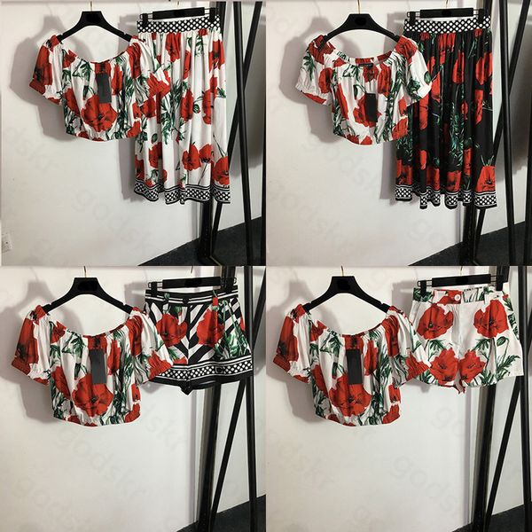 Elegante flor feminina topos saia calças de cintura alta saia plissada sexy sem alças topos estilo retro blusa meia saia calças conjunto