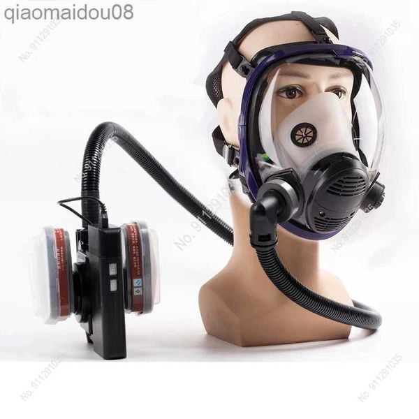 Indumenti protettivi Nuova maschera respiratoria con ventilatore elettrico piccolo volume Alta potenza Filtri multipli universali Maschera protettiva Maschera antigas verniciata HKD230827