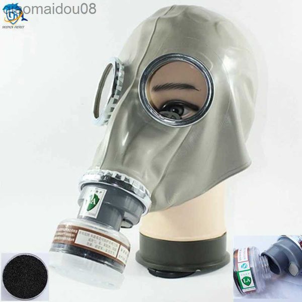 Vestuário de proteção 2 em 1 máscara de gás químico respirador estilo ic material de borracha proteção facial completa respirador de tinta spray industrial HKD230826