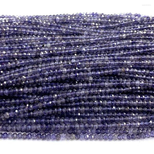 Pietre preziose sciolte Veemak Natural Clear Viola Blu Iolite Rondelle sfaccettate Piccole perle 2,5-3x3,5-4 mm