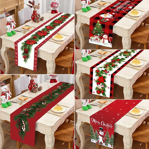 Decorações de Natal Corredor de mesa de Natal Decorações de Feliz Natal 2023 para casa Toalha de mesa Navidad Noel Kerst Presentes de Natal Ano 2024 Natal 230828