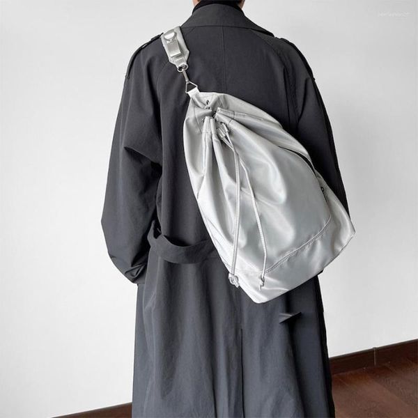 Sacos escolares de ombro único feminino mochila multifuncional balde masculino/feminino coreia simples moda personalidade crossbody saco