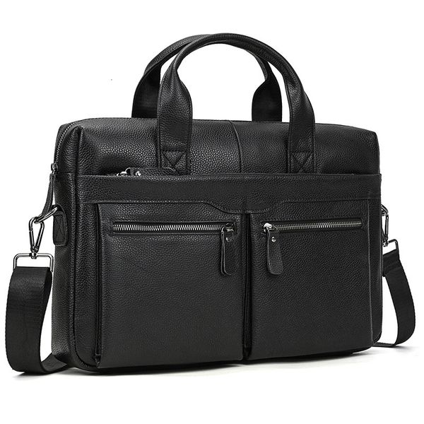 Laptop Taschen Sbirds Mode Schwarz Leder Aktentasche Für Männer Männlich Echte männer Tasche Handtaschen Arbeit Koreanischen Stil 230829