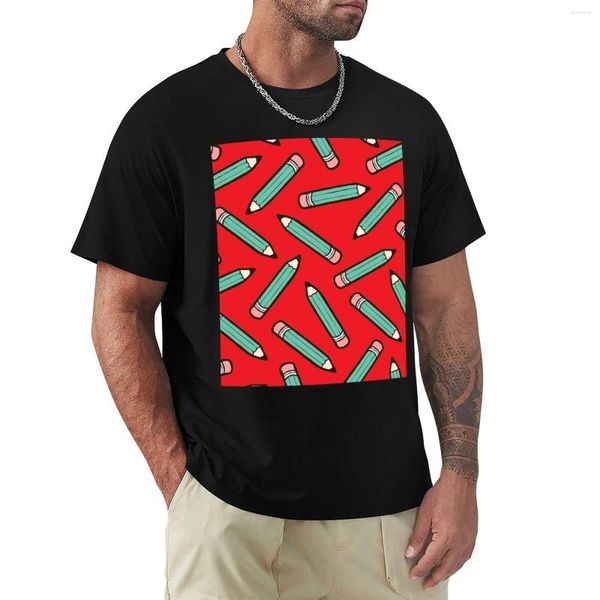 Polo da uomo Pencil Power T-shirt modello rosso T-shirt divertente Grafica a maniche corte T-shirt anime per uomo in cotone