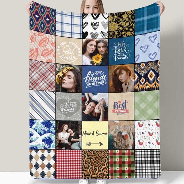 Coperta con foto personalizzata per Sorella Bestie, Coperta personalizzata per Bestie Amicizia per regali di compleanno, Coperta per la migliore amica di sempre con foto e testo