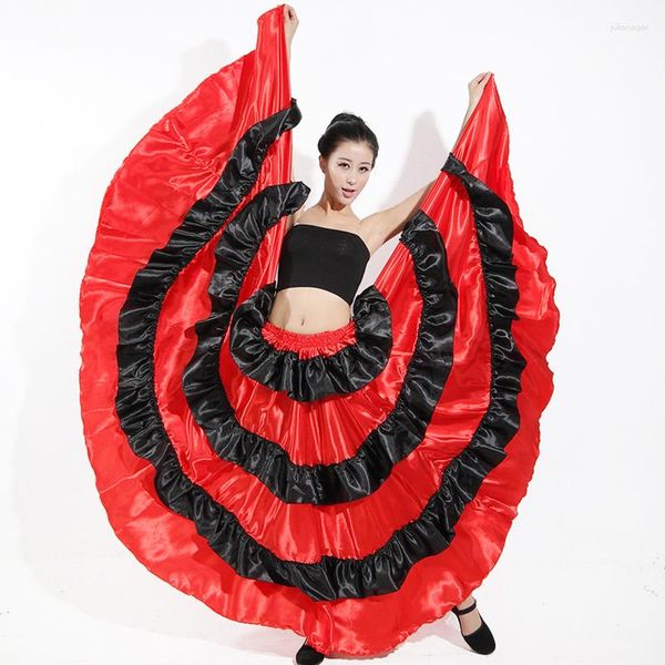 Stage Wear Corrida spagnola Danza del ventre Flamenco Gonna lunga Sala da ballo Stile artistico Donna Gypsy Performance Costume 180-720 gradi