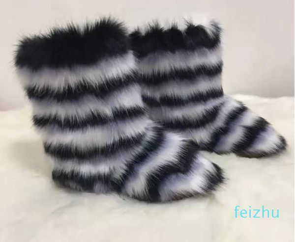 Chinelos botas de neve femininas ao ar livre de pelúcia artificial botas de pele de raposa sapatos de plataforma de inverno quente feminino tamanho grande sapatos elegantes z230805