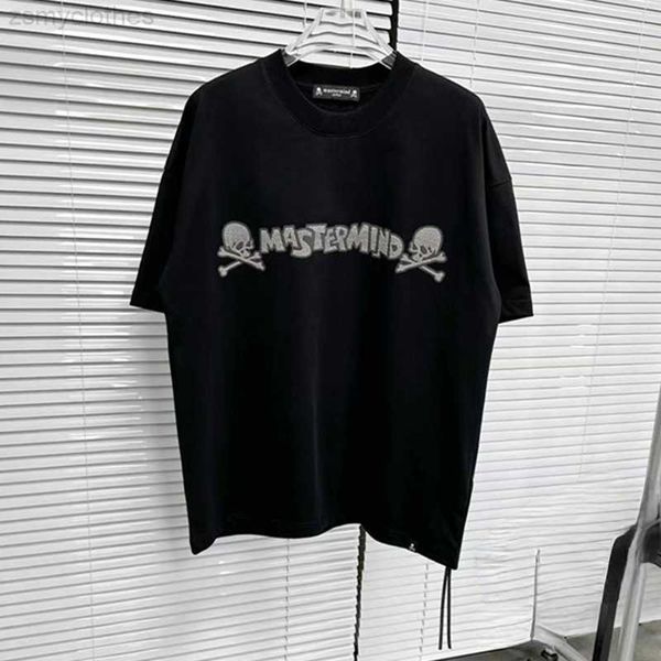 Homens camisetas Boa qualidade Oversized Mastermind World Puff Imprimir Moda Camiseta Homens 2023SS Tecido Pesado Crânio Manga Curta T-shirts