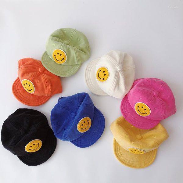 Berretti da baseball Autunno Inverno Tesa morbida Cappelli da baseball per bambini Velluto caldo Bambini Ragazzi Ragazze Sorriso Modello Cappello per bambini 7 colori