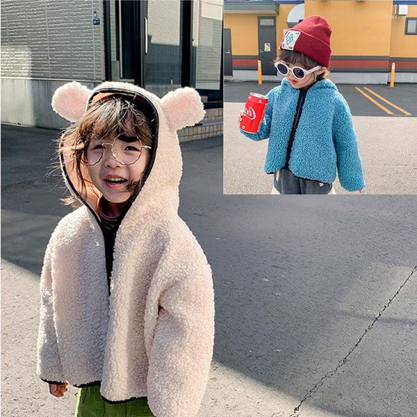 Giacche 2023 Neonate Ragazze Cartoon Orso Agnello Cappotto Giacca Bambini Autunno Inverno Felpe con cappuccio Cappotti Abbigliamento Abbigliamento per bambini