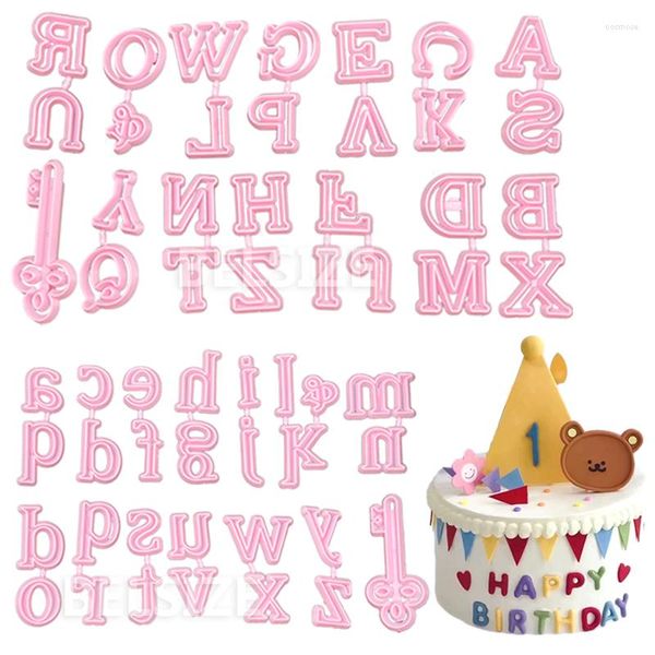 Moldes de cozimento 26 pcs alfabeto bolo moldes cortador de biscoito letras números fondant molde embosser biscoito selo ferramentas de decoração