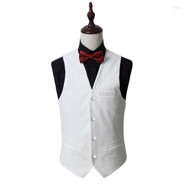 Coletes masculinos 2023 colete casamento branco fino ajuste terno casaco formal designer sem mangas único breasted grande vestido superior