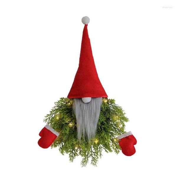 Flores decorativas decoração de natal grinalda ornamentos led pendurado guirlandas papai noel boneco de neve