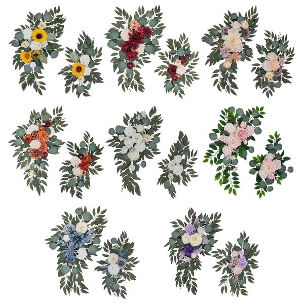 Ghirlande di fiori decorativi 2 pezzi Arco nuziale Fiori Girasoli Fiori nuziali rustici Ghirlande Fiore di peonia di seta per la cerimonia del muro di ricevimento 230828